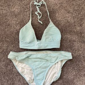 J.Crew seersucker bikini swim suit